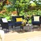 Costway 4PCS Patio Wicker Furniture Set Coffee Table Cushions w/ Cover